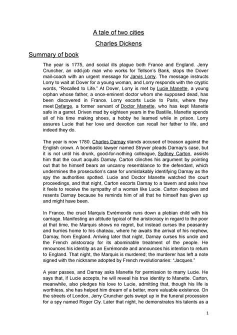 tale of two cities chapter summaries|A Tale of Two Cities Chapter Summaries .